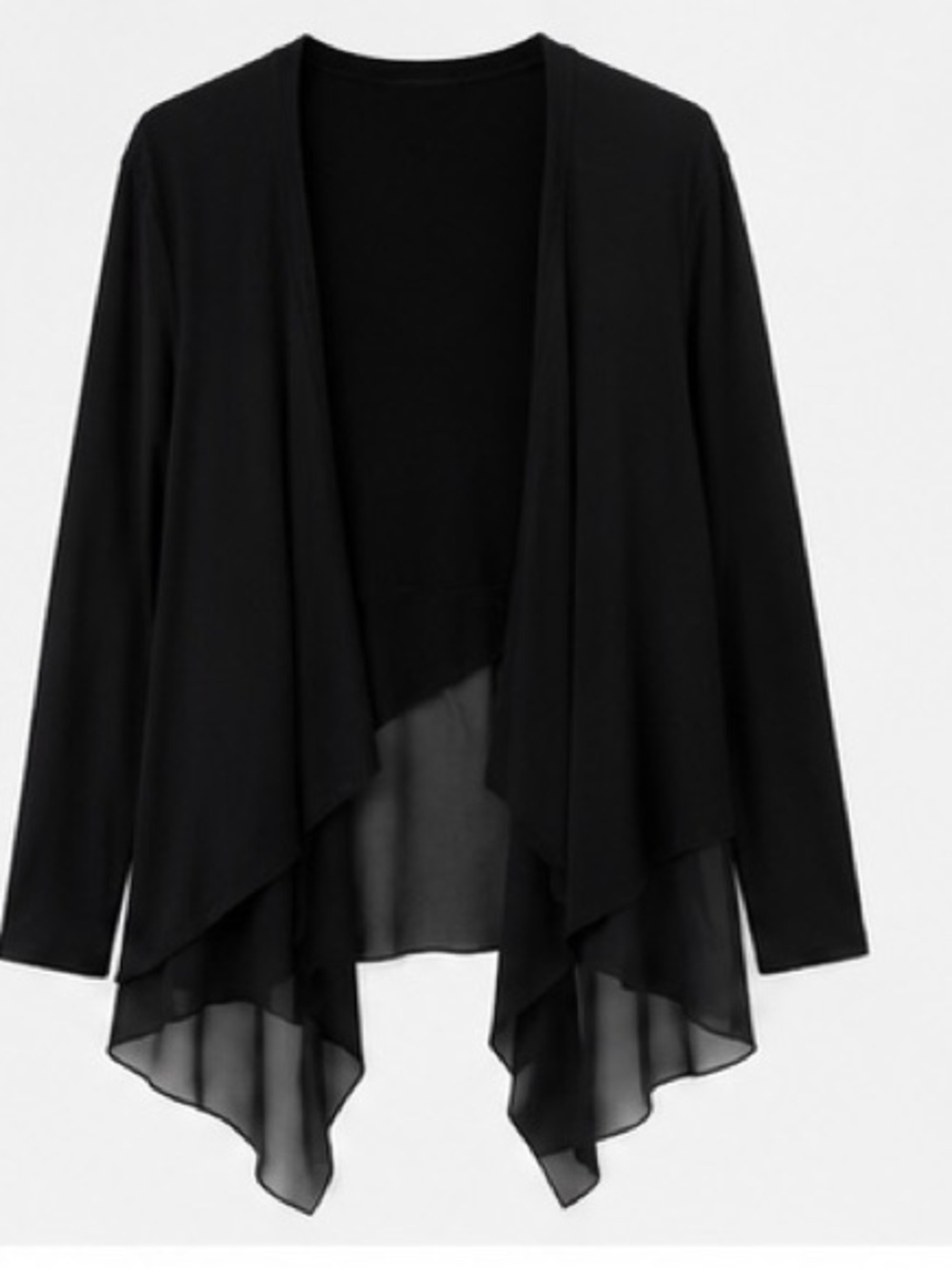 a.n.a A New Approach Black Chiffon Hem Draped Cardigan Women’s XL